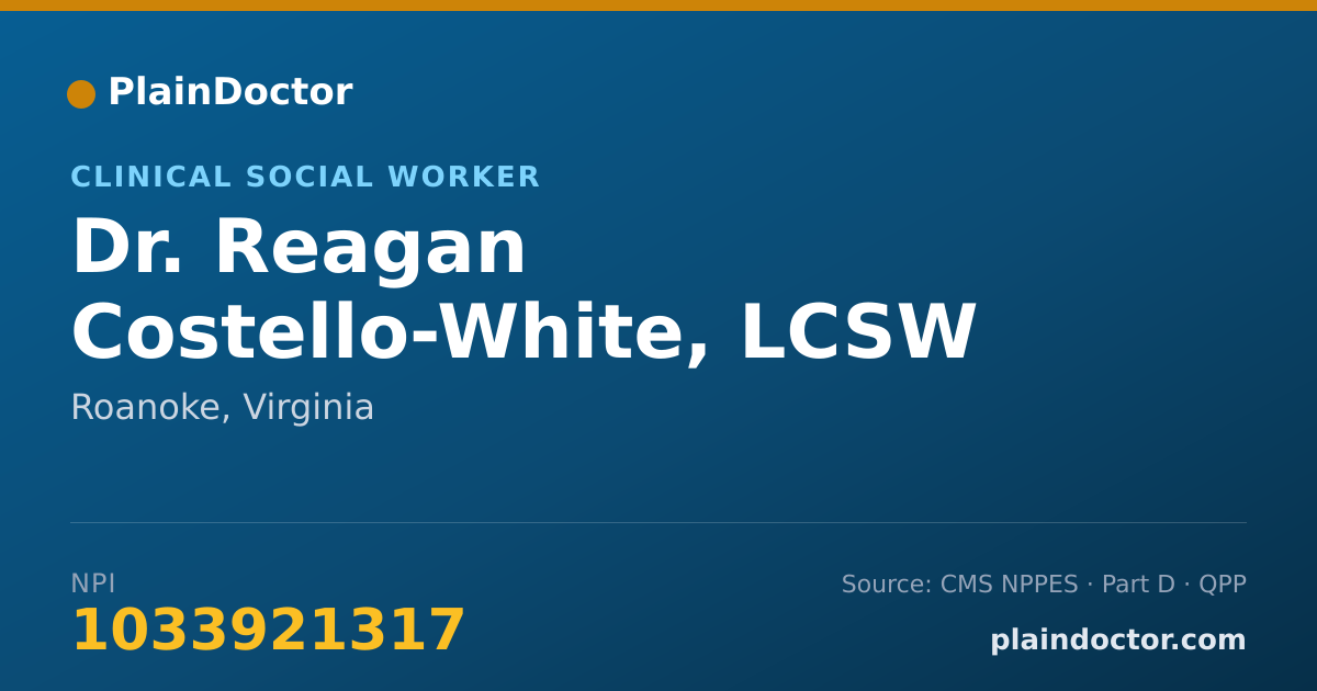 Shareable card for Reagan Costello-White, LCSW - Clinical Social Worker, Roanoke, VA