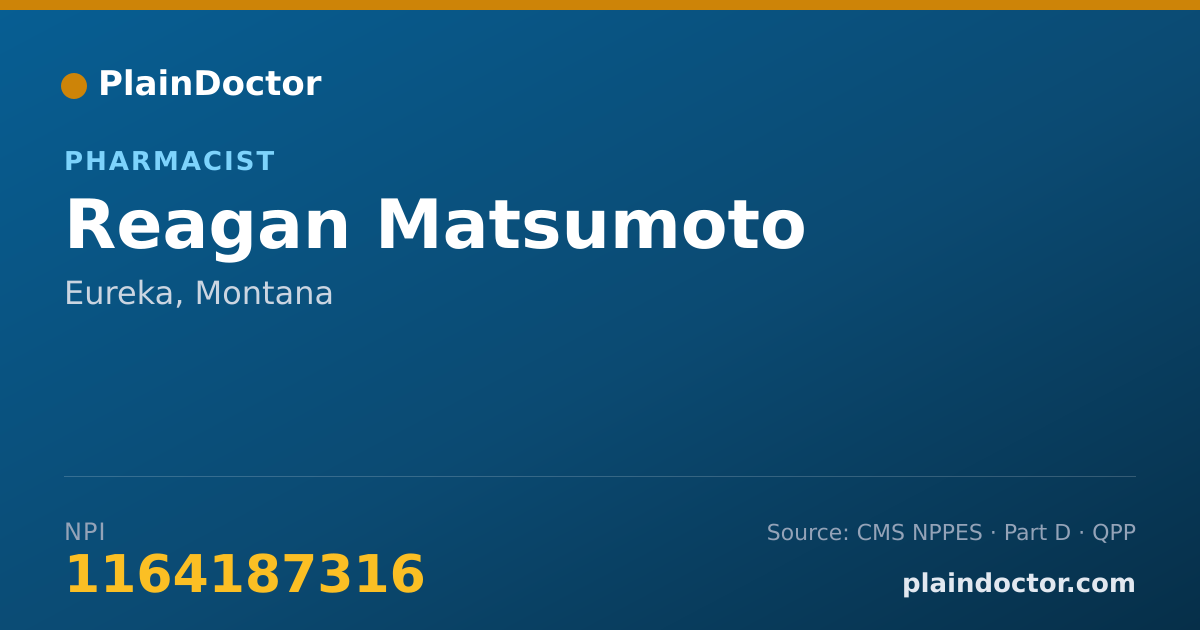 Shareable card for Reagan Matsumoto - Pharmacist, Eureka, MT
