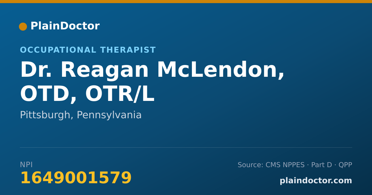 Shareable card for Reagan McLendon, OTD, OTR/L - Occupational Therapist, Pittsburgh, PA