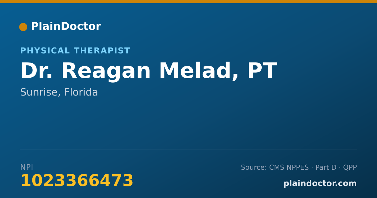 Shareable card for Reagan Melad, PT - Physical Therapist, Sunrise, FL