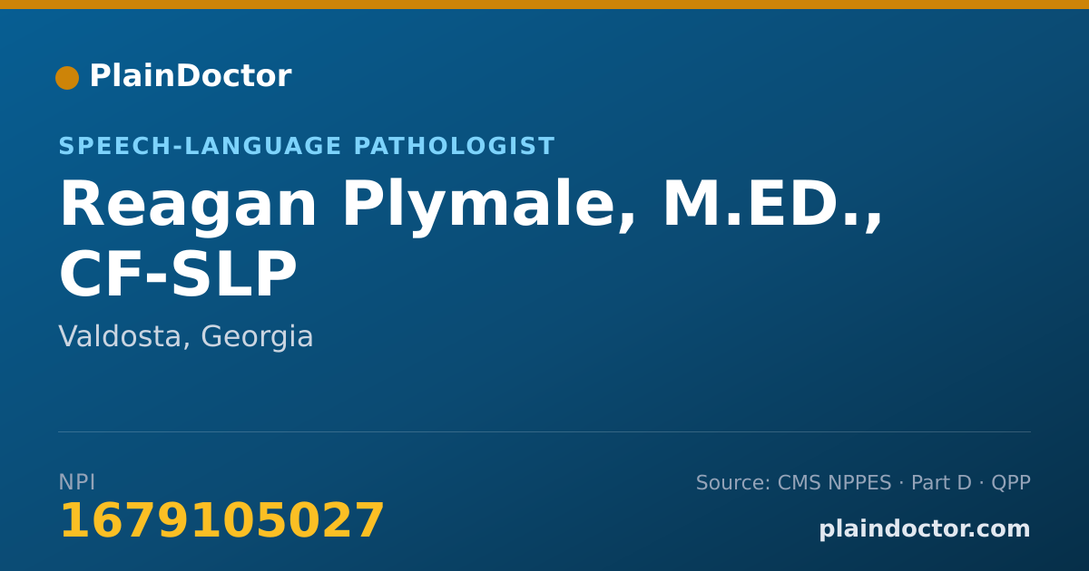 Shareable card for Reagan Plymale, M.ED., CF-SLP - Speech-Language Pathologist, Valdosta, GA