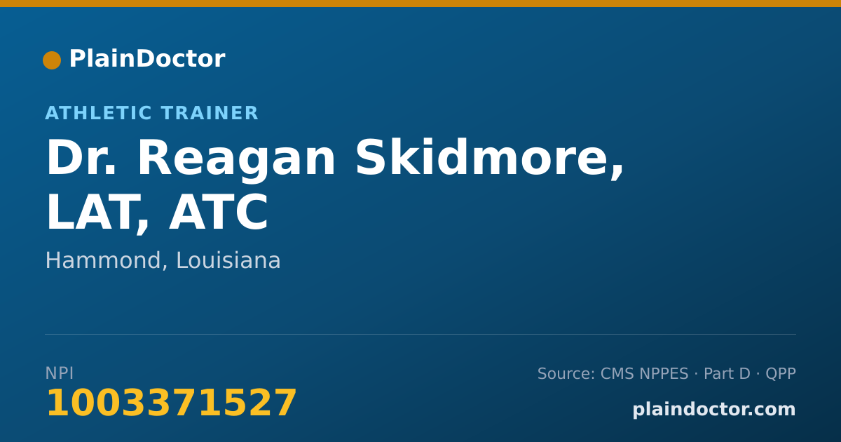 Shareable card for Reagan Skidmore, LAT, ATC - Athletic Trainer, Hammond, LA