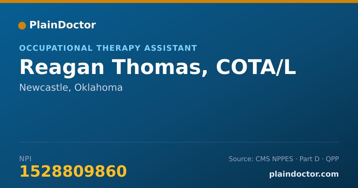 Shareable card for Reagan Thomas, COTA/L - Occupational Therapy Assistant, Newcastle, OK