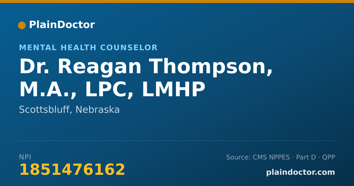 Shareable card for Reagan Thompson, M.A., LPC, LMHP - Mental Health Counselor, Scottsbluff, NE