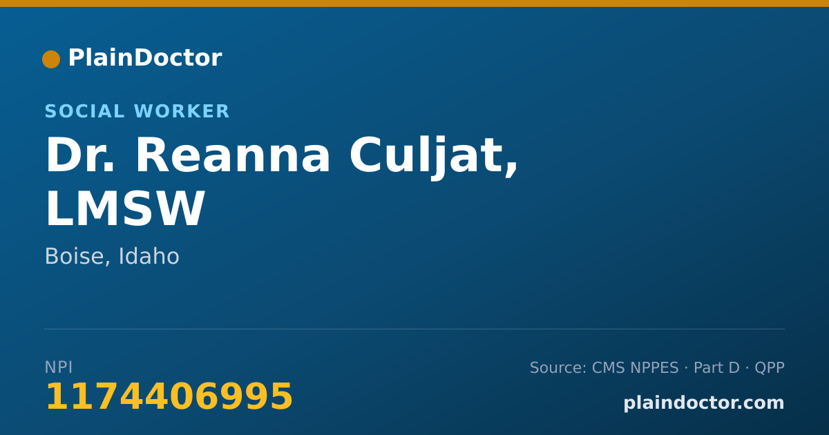 Shareable card for Reanna Culjat, LMSW - Social Worker, Boise, ID