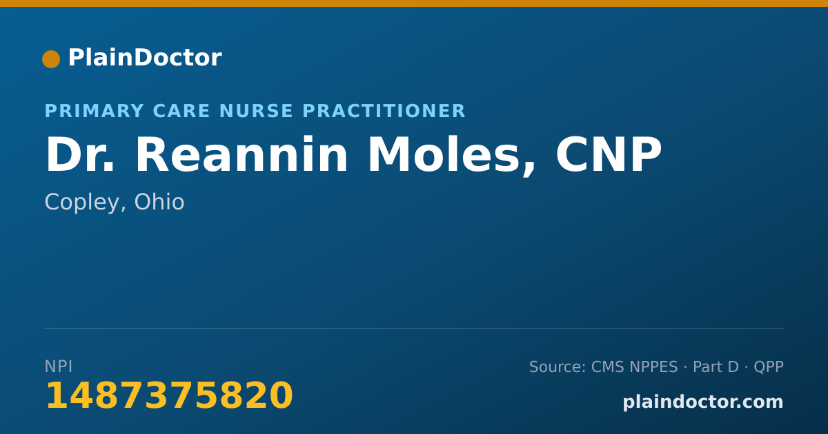 Shareable card for Reannin Moles, CNP - Primary Care Nurse Practitioner, Copley, OH