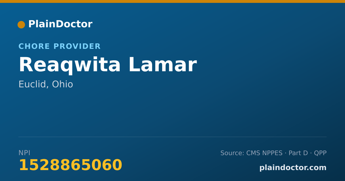 Shareable card for Reaqwita Lamar - Chore Provider, Euclid, OH