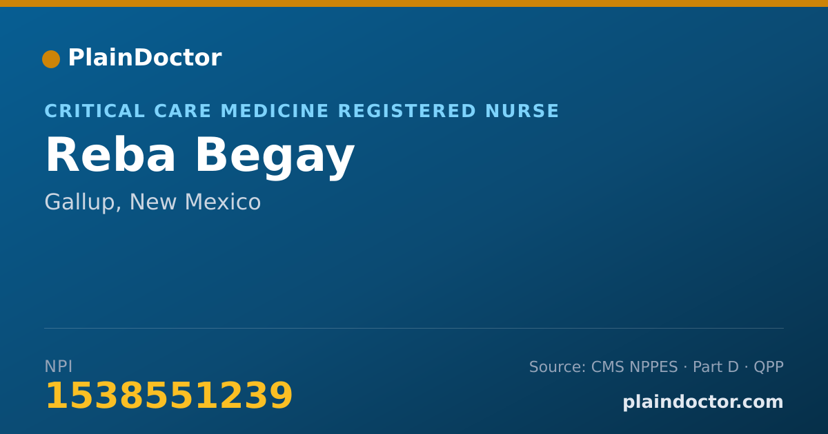 Shareable card for Reba Begay - Critical Care Medicine Registered Nurse, Gallup, NM