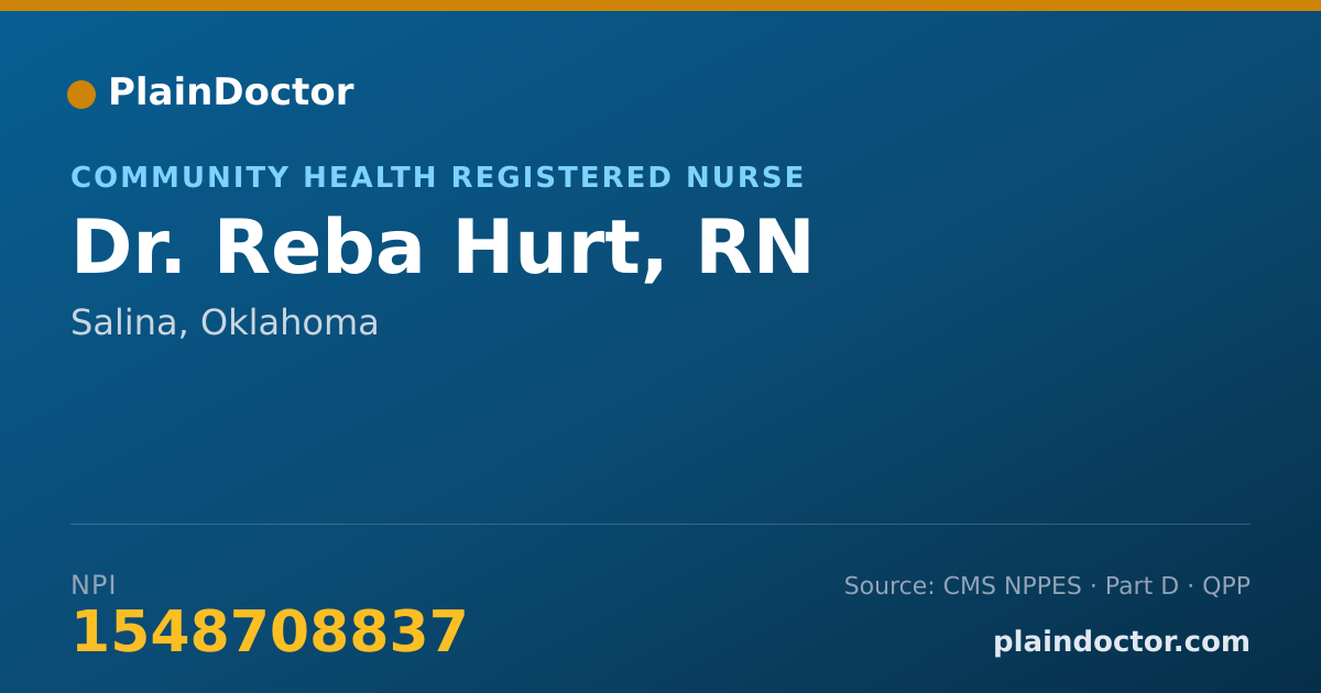 Shareable card for Reba Hurt, RN - Community Health Registered Nurse, Salina, OK