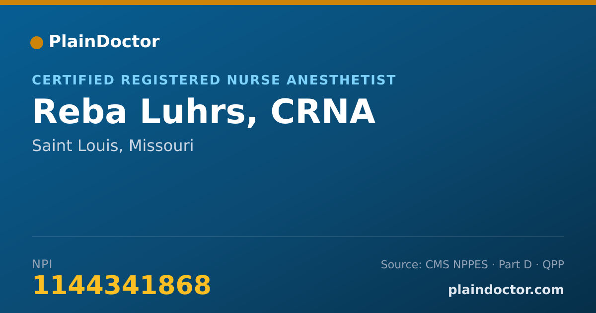 Shareable card for Reba Luhrs, CRNA - Certified Registered Nurse Anesthetist, Saint Louis, MO