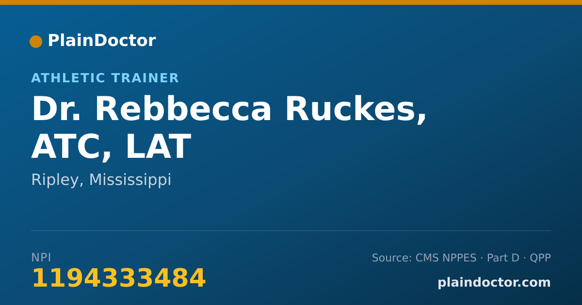 Shareable card for Rebbecca Ruckes, ATC, LAT - Athletic Trainer, Ripley, MS