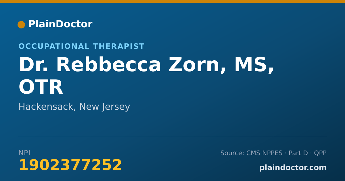 Shareable card for Rebbecca Zorn, MS, OTR - Occupational Therapist, Hackensack, NJ