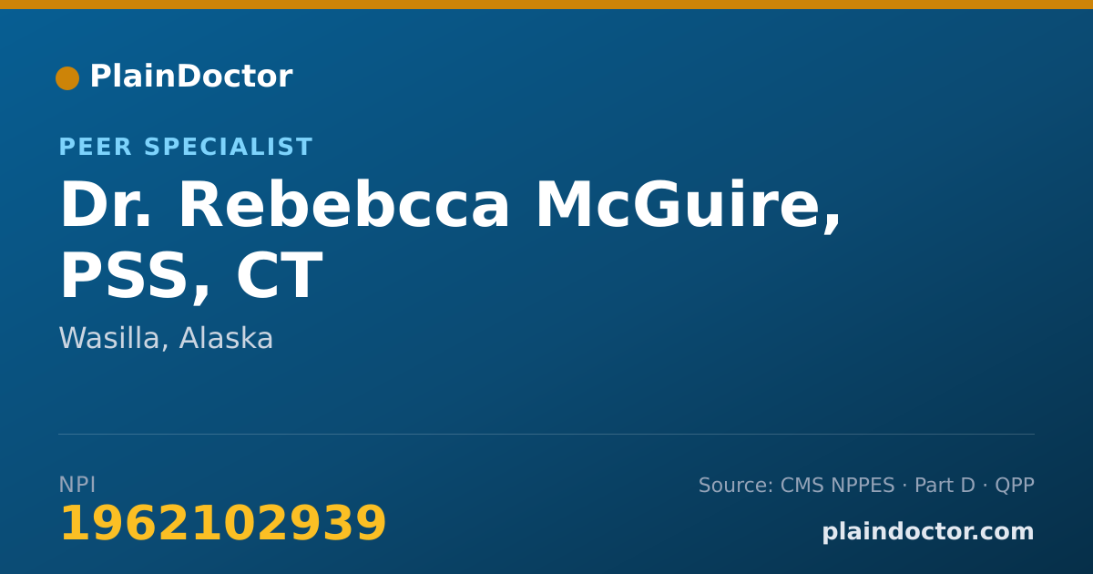Shareable card for Rebebcca McGuire, PSS, CT - Peer Specialist, Wasilla, AK