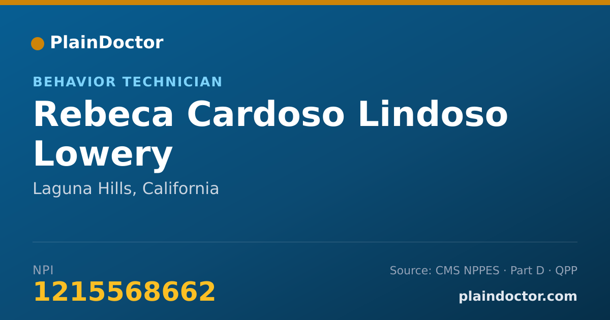 Shareable card for Rebeca Cardoso Lindoso Lowery - Behavior Technician, Laguna Hills, CA