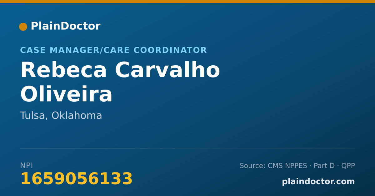 Shareable card for Rebeca Carvalho Oliveira - Case Manager/Care Coordinator, Tulsa, OK