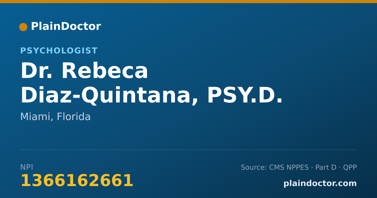 Shareable card for Rebeca Diaz-Quintana, PSY.D. - Psychologist, Miami, FL