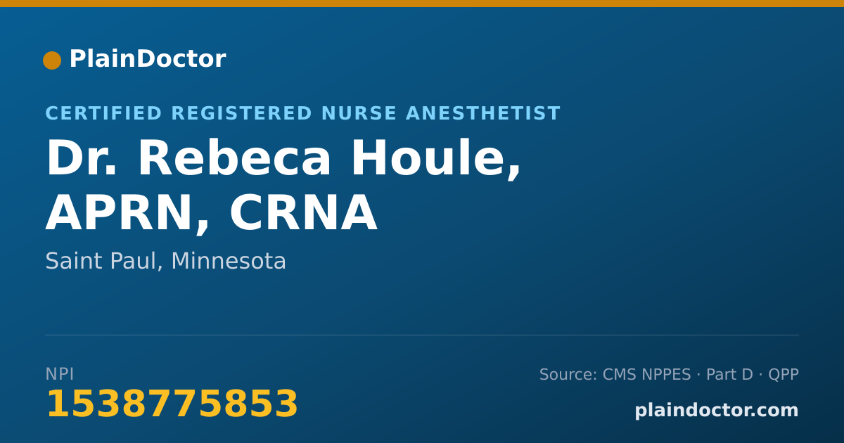 Shareable card for Rebeca Houle, APRN, CRNA - Certified Registered Nurse Anesthetist, Saint Paul, MN