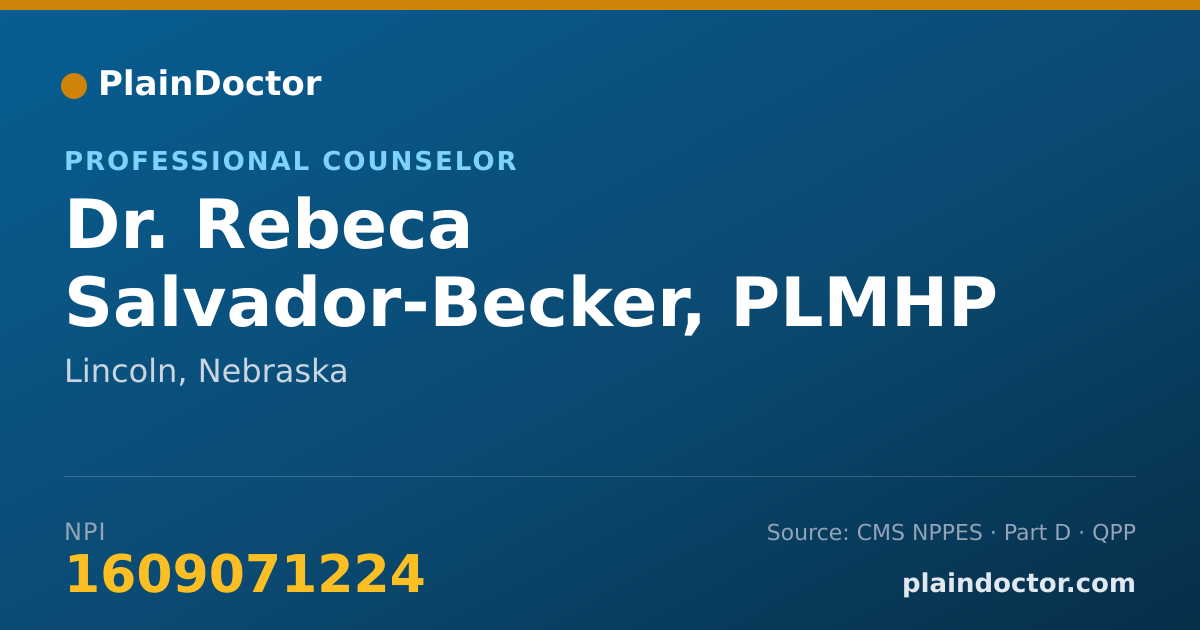 Shareable card for Rebeca Salvador-Becker, PLMHP - Professional Counselor, Lincoln, NE
