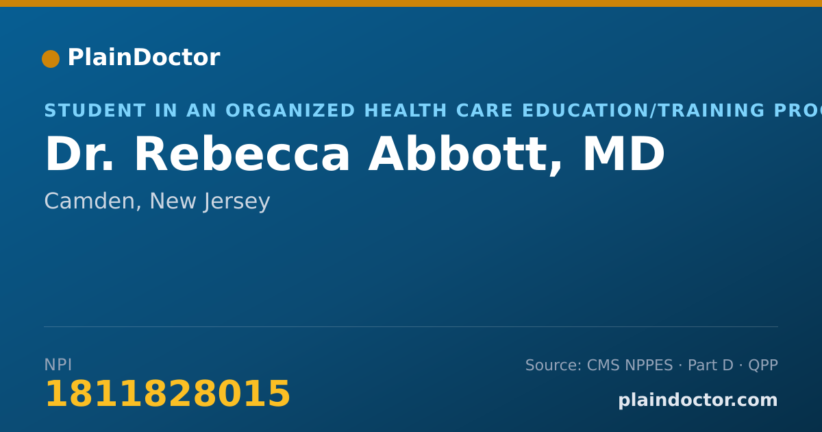 Shareable card for Rebecca Abbott, MD - Student in an Organized Health Care Education/Training Program, Camden, NJ