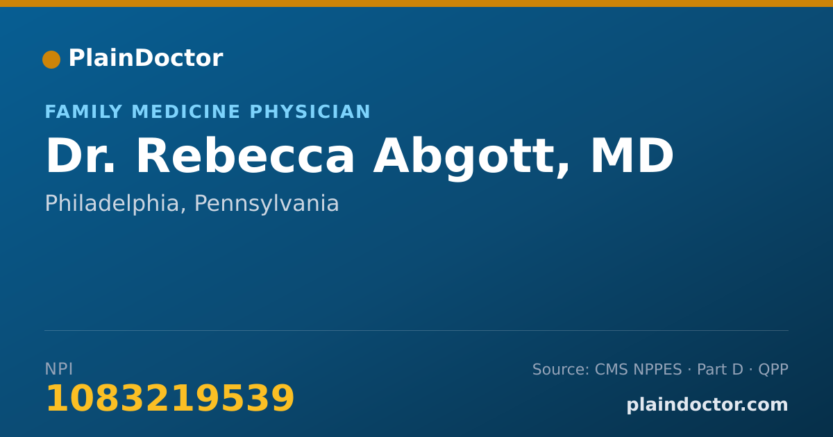 Shareable card for Rebecca Abgott, MD - Family Medicine Physician, Philadelphia, PA