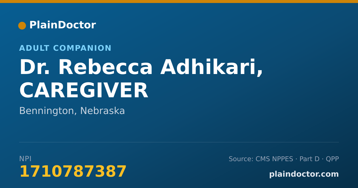 Shareable card for Rebecca Adhikari, CAREGIVER - Adult Companion, Bennington, NE