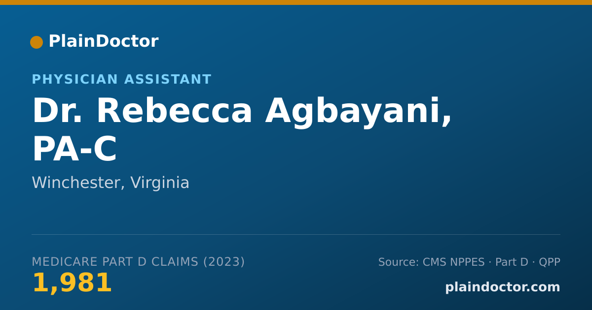 Shareable card for Rebecca Agbayani, PA-C - Physician Assistant, Winchester, VA
