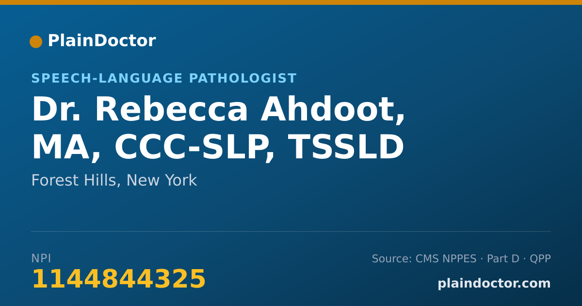 Shareable card for Rebecca Ahdoot, MA, CCC-SLP, TSSLD - Speech-Language Pathologist, Forest Hills, NY