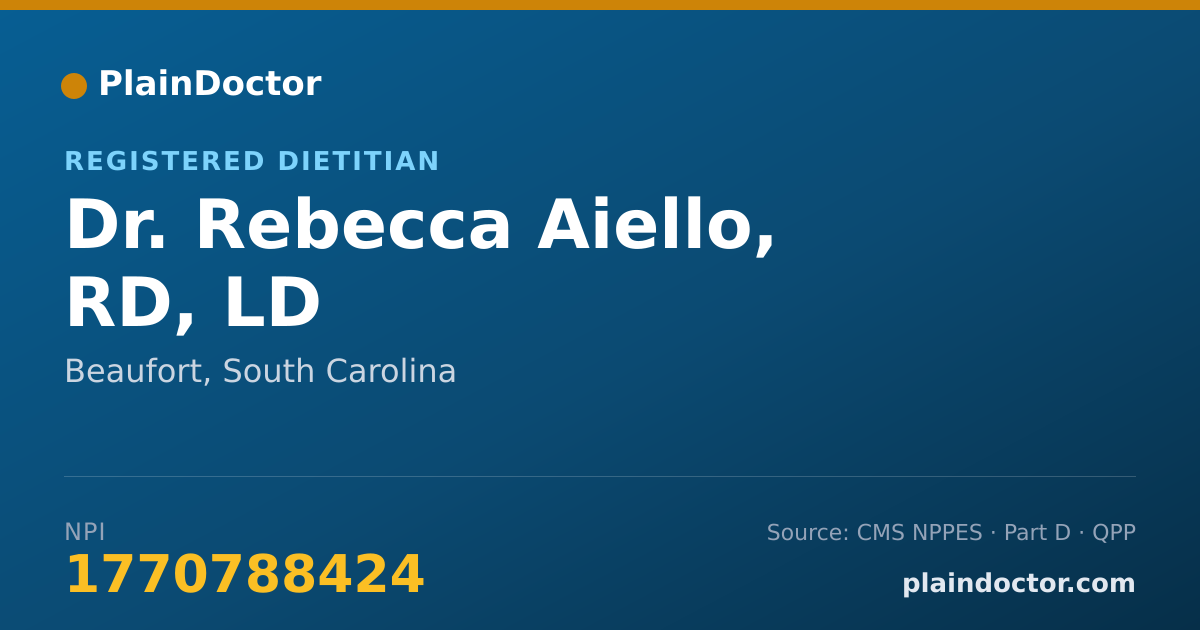 Shareable card for Rebecca Aiello, RD, LD - Registered Dietitian, Beaufort, SC