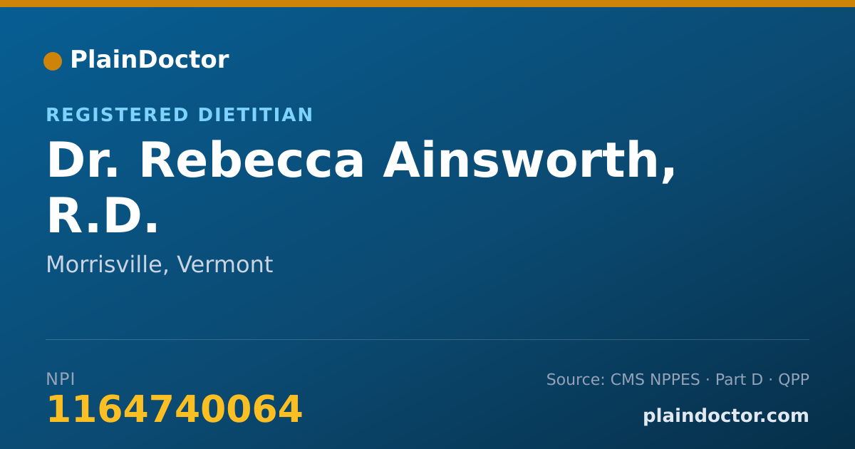 Shareable card for Rebecca Ainsworth, R.D. - Registered Dietitian, Morrisville, VT
