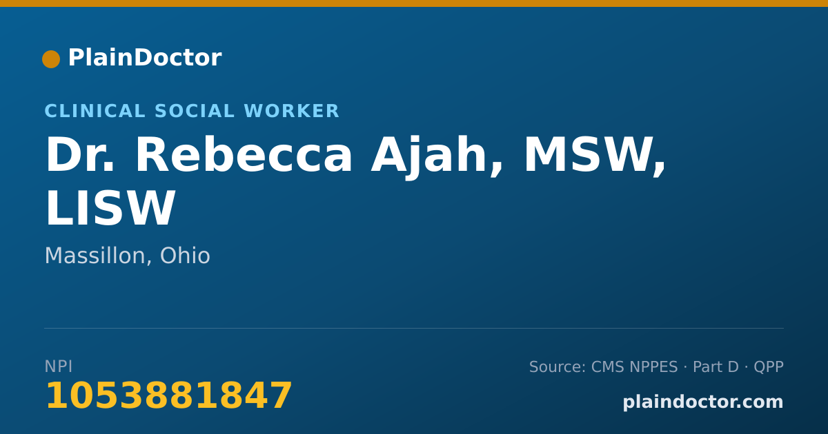 Shareable card for Rebecca Ajah, MSW, LISW - Clinical Social Worker, Massillon, OH