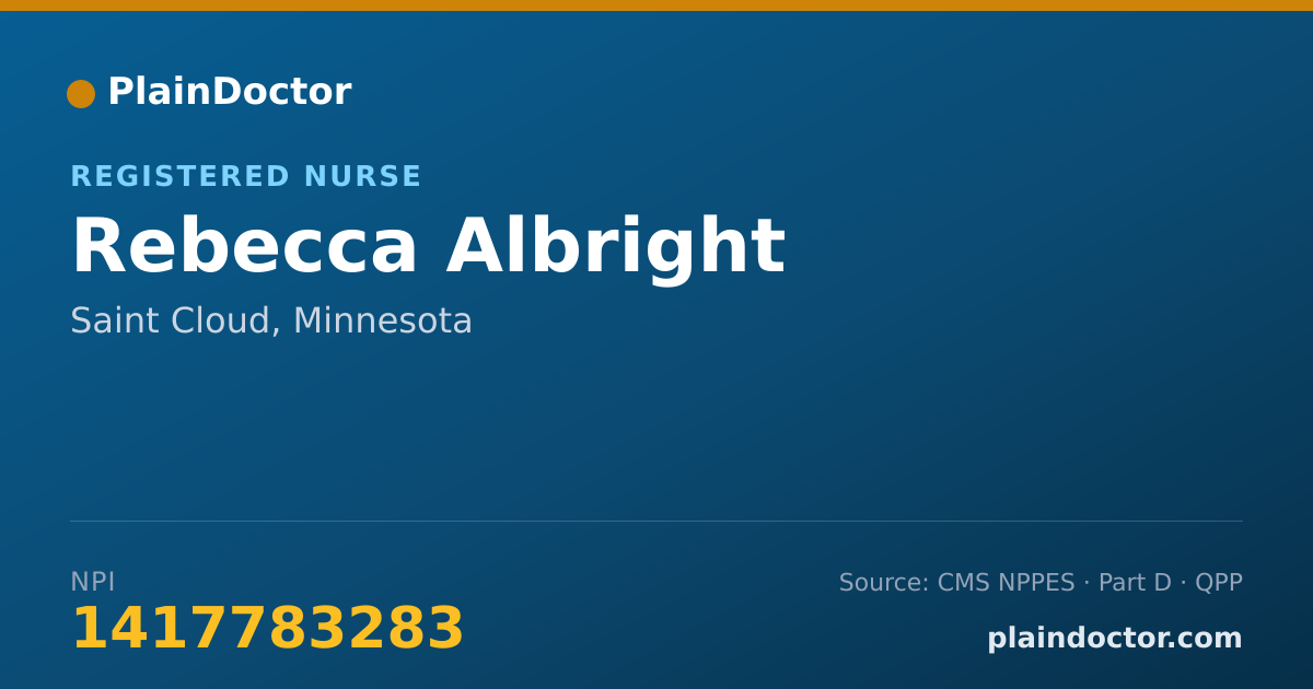Shareable card for Rebecca Albright - Registered Nurse, Saint Cloud, MN