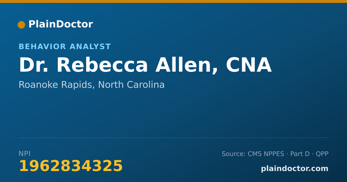 Shareable card for Rebecca Allen, CNA - Behavior Analyst, Roanoke Rapids, NC