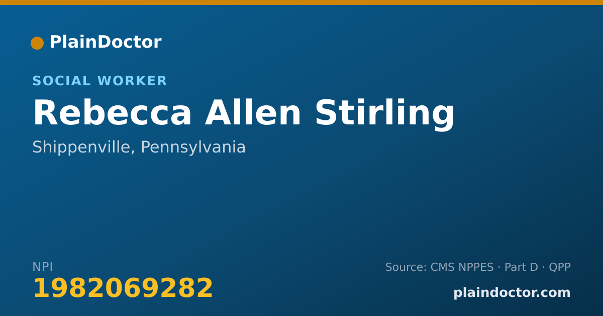 Shareable card for Rebecca Allen Stirling - Social Worker, Shippenville, PA