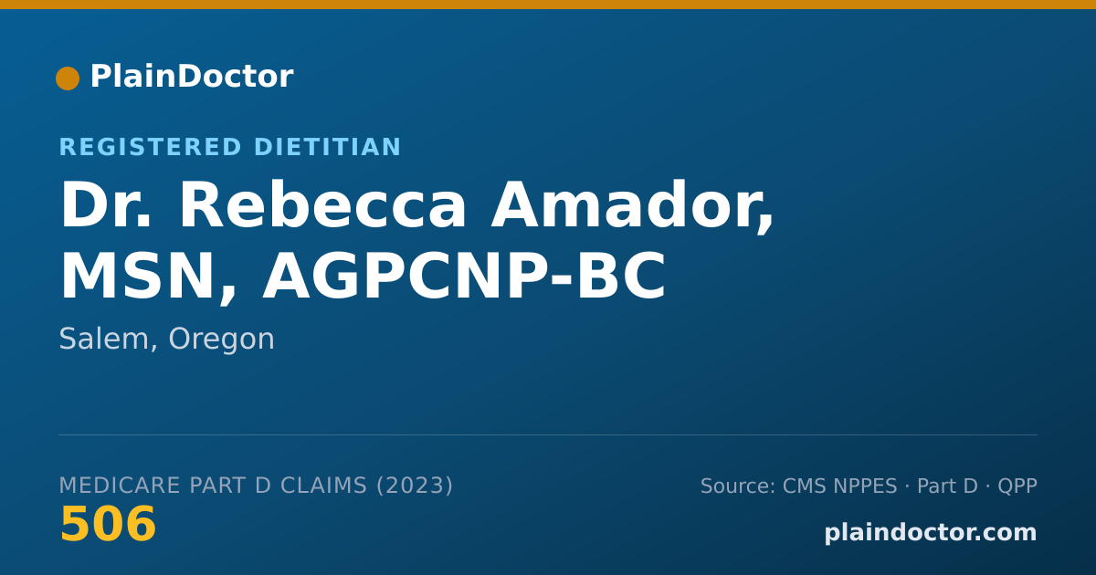 Shareable card for Rebecca Amador, MSN, AGPCNP-BC - Registered Dietitian, Salem, OR