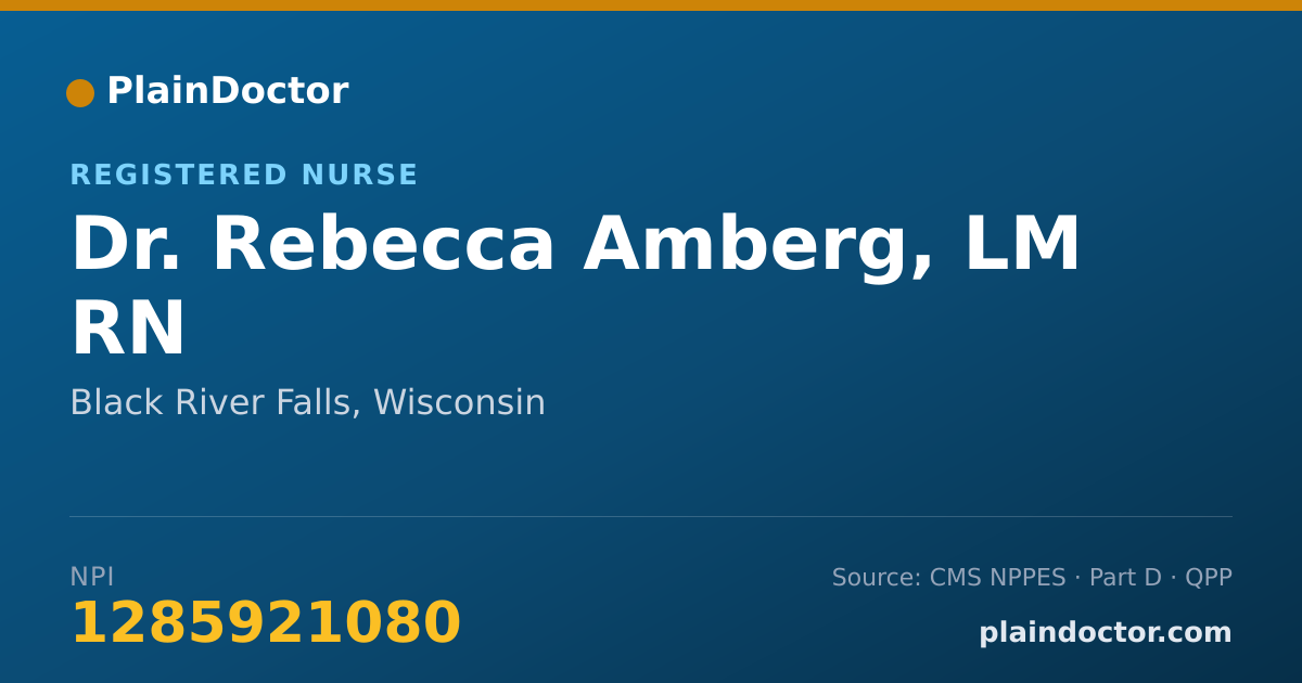 Shareable card for Rebecca Amberg, LM RN - Registered Nurse, Black River Falls, WI