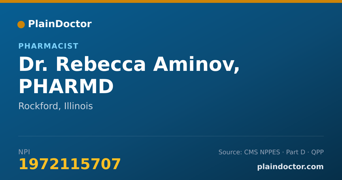 Shareable card for Rebecca Aminov, PHARMD - Pharmacist, Rockford, IL