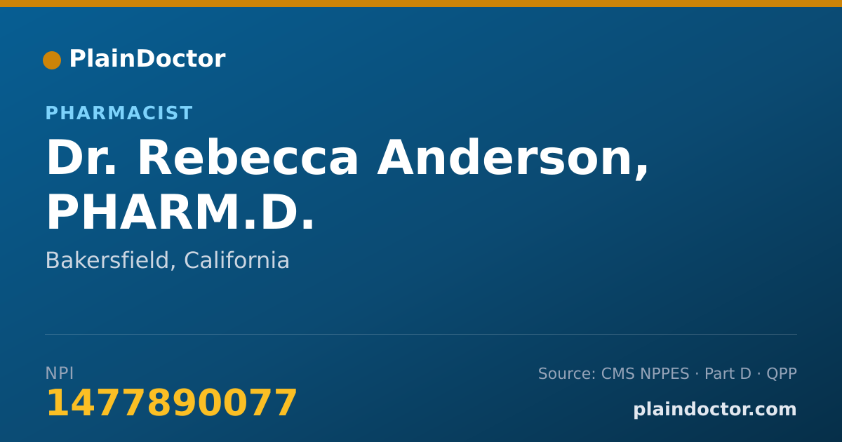 Shareable card for Rebecca Anderson, PHARM.D. - Pharmacist, Bakersfield, CA