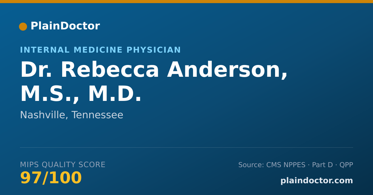 Shareable card for Rebecca Anderson, M.S., M.D. - Internal Medicine Physician, Nashville, TN