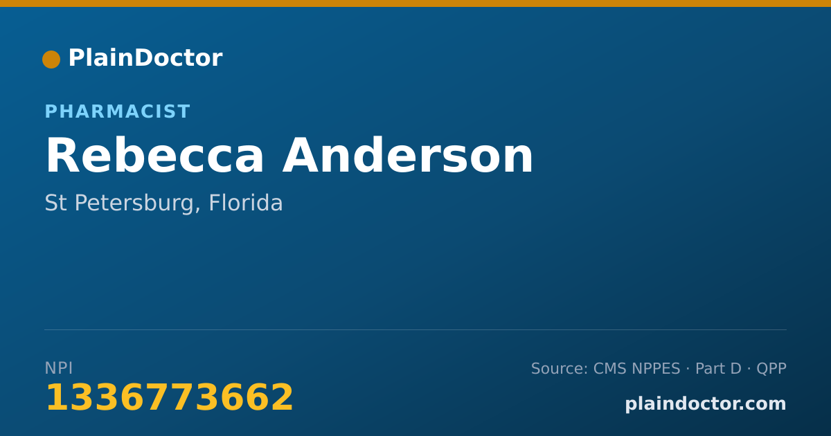 Shareable card for Rebecca Anderson - Pharmacist, St Petersburg, FL