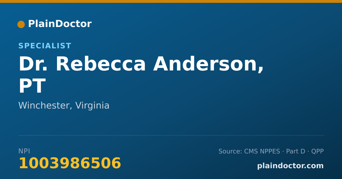 Shareable card for Rebecca Anderson, PT - Specialist, Winchester, VA