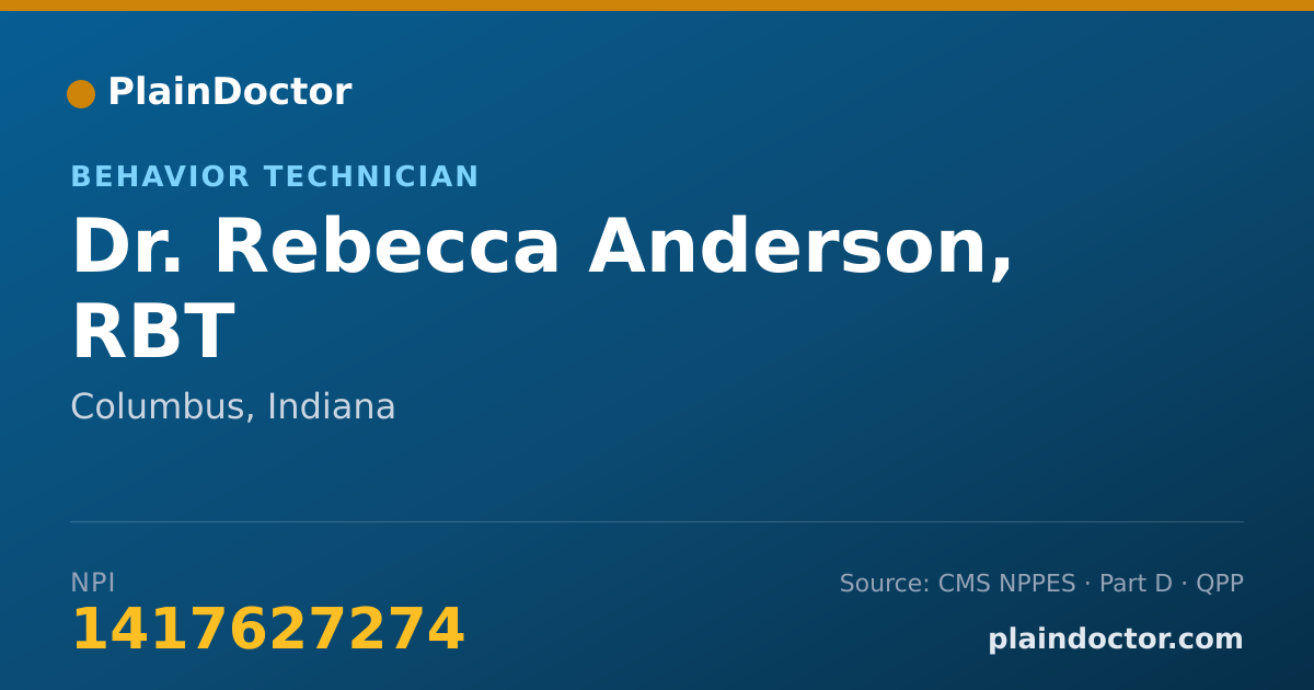 Shareable card for Rebecca Anderson, RBT - Behavior Technician, Columbus, IN