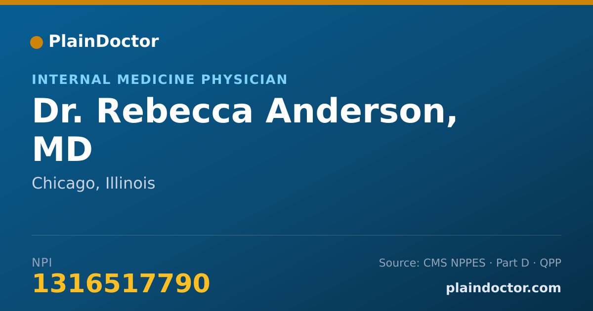 Shareable card for Rebecca Anderson, MD - Internal Medicine Physician, Chicago, IL