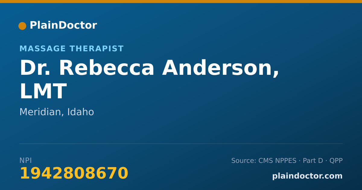 Shareable card for Rebecca Anderson, LMT - Massage Therapist, Meridian, ID