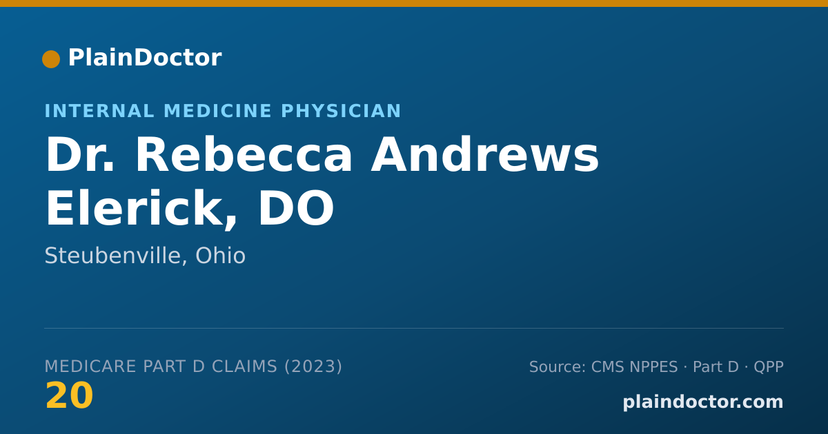 Shareable card for Rebecca Andrews Elerick, DO - Internal Medicine Physician, Steubenville, OH