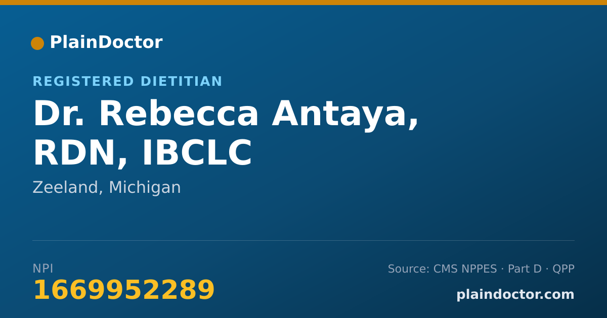 Shareable card for Rebecca Antaya, RDN, IBCLC - Registered Dietitian, Zeeland, MI