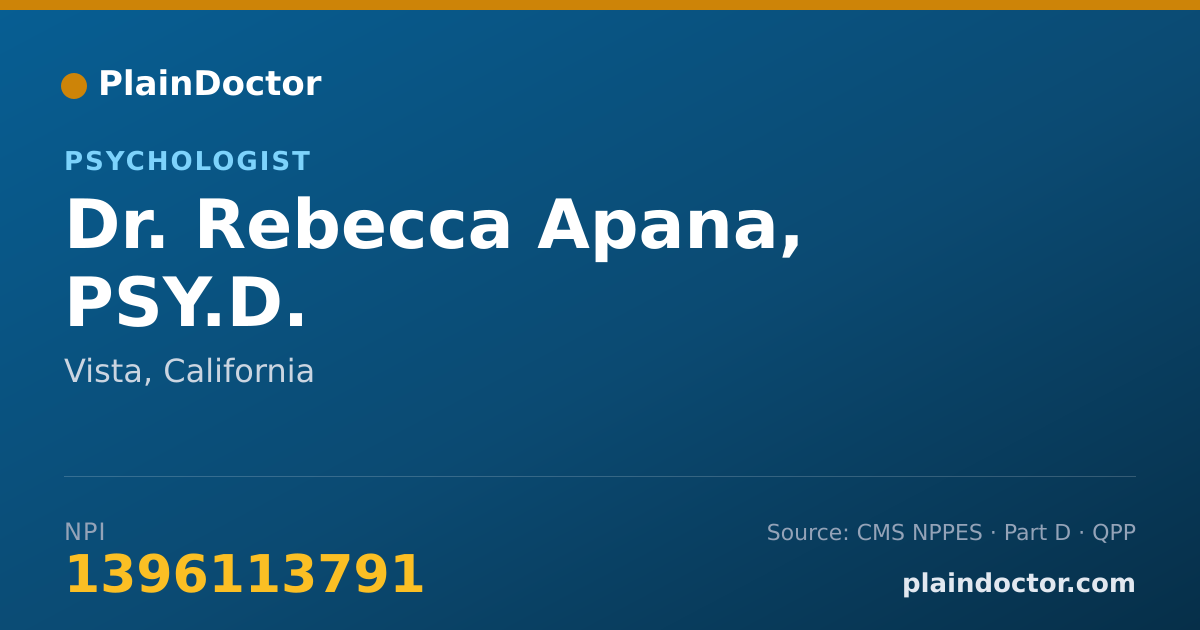 Shareable card for Rebecca Apana, PSY.D. - Psychologist, Vista, CA