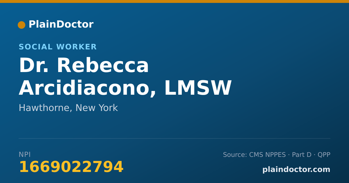 Shareable card for Rebecca Arcidiacono, LMSW - Social Worker, Hawthorne, NY