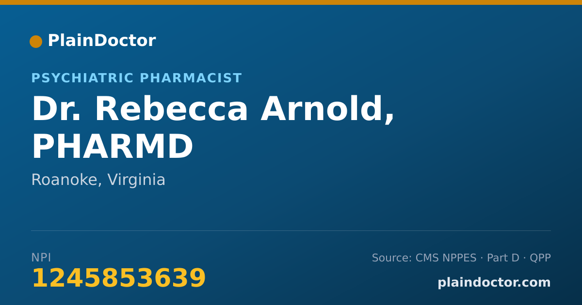 Shareable card for Rebecca Arnold, PHARMD - Psychiatric Pharmacist, Roanoke, VA