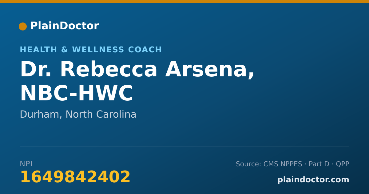 Shareable card for Rebecca Arsena, NBC-HWC - Health & Wellness Coach, Durham, NC