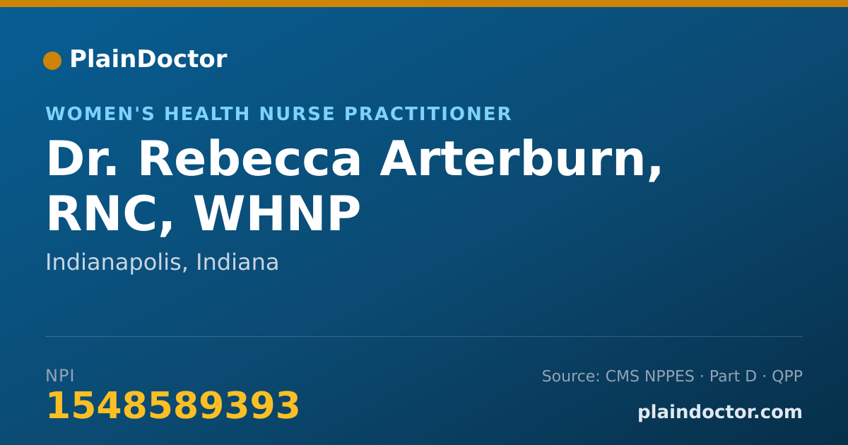 Shareable card for Rebecca Arterburn, RNC, WHNP - Women's Health Nurse Practitioner, Indianapolis, IN